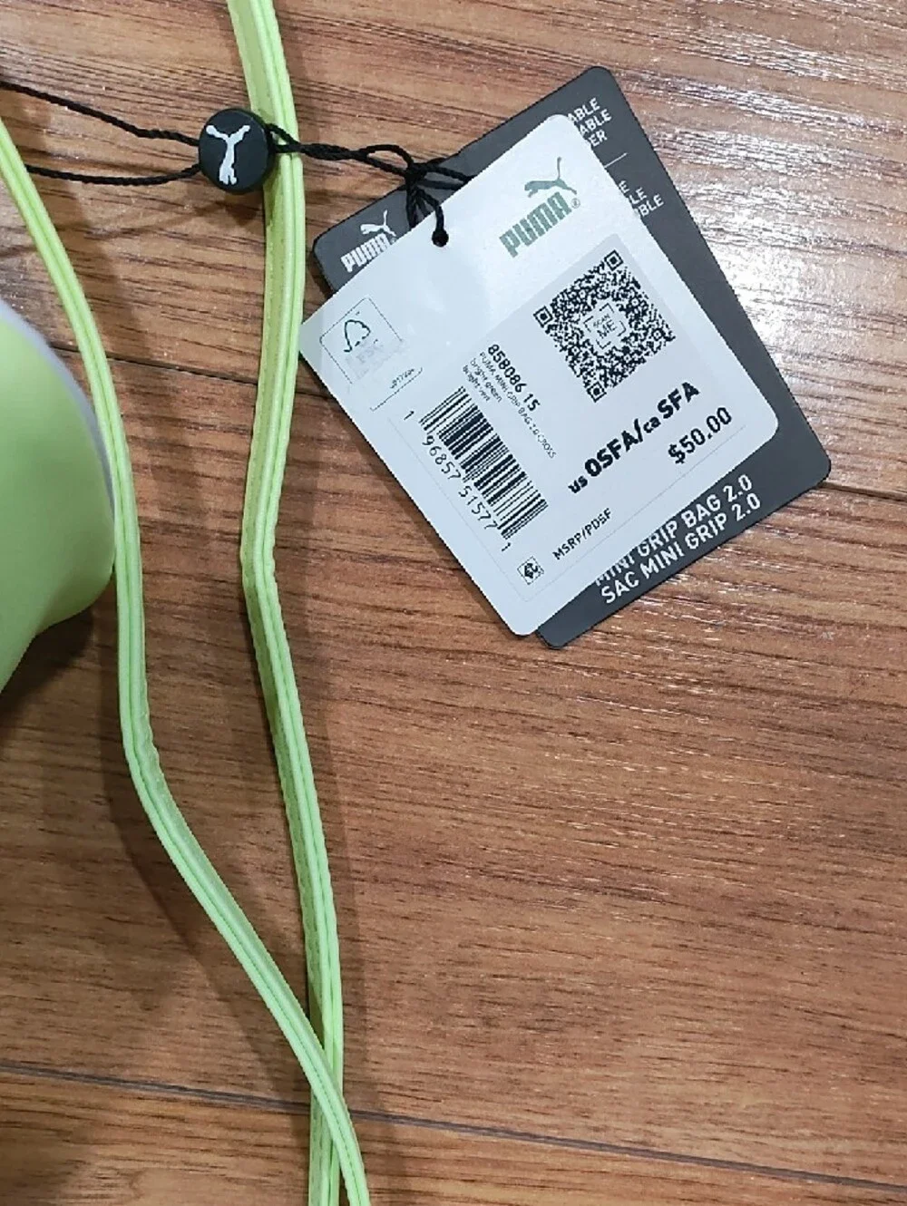 Puma Neon Lime Mini Satchel with White Accent - Picture 4 of 6